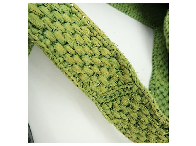 LOEWE Font Tote Raffia Leather 2Way Bag Borsa Tote Borsa a Tracolla Verde - vista 9