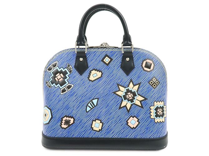 Borsa a mano Louis Vuitton Alma PM in pelle Denim Epi Blu M50835 - vista 2
