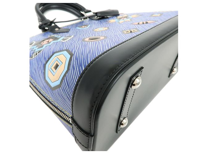 Borsa a mano Louis Vuitton Alma PM in pelle Denim Epi Blu M50835 - vista 6