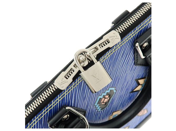 Borsa a mano Louis Vuitton Alma PM in pelle Denim Epi Blu M50835 - vista 9