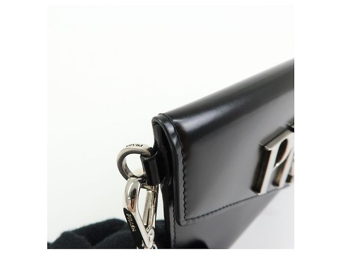 Cartera Larga Clutch con Cadena de Piel Spazzolato PRADA Negra 1MF175 - vista 11