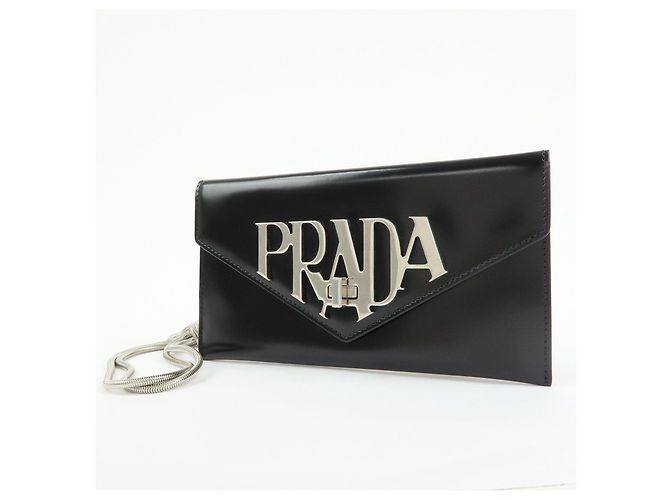 Cartera Larga Clutch con Cadena de Piel Spazzolato PRADA Negra 1MF175 - vista 3