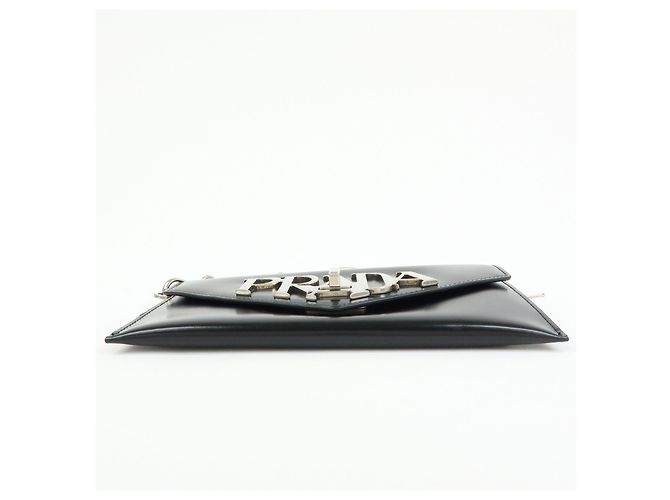 Cartera Larga Clutch con Cadena de Piel Spazzolato PRADA Negra 1MF175 - vista 5