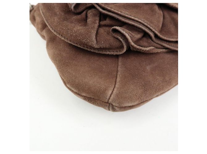 Autre Marque SAINT LAURENT PARIS YSL Borsa a tracolla Naja Flower in camoscio Marrone - vista 11