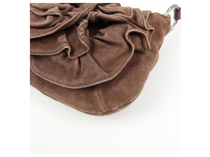 Autre Marque SAINT LAURENT PARIS YSL Borsa a tracolla Naja Flower in camoscio Marrone - vista 12