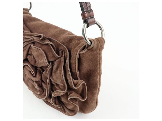 Autre Marque SAINT LAURENT PARIS YSL Borsa a tracolla Naja Flower in camoscio Marrone - vista 15