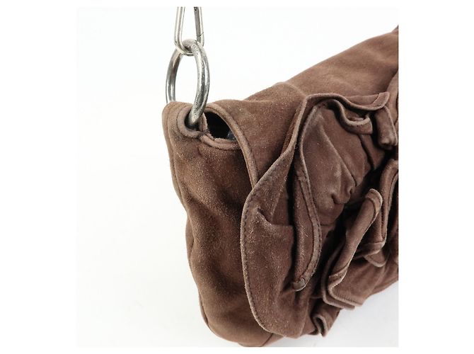 Autre Marque SAINT LAURENT PARIS YSL Borsa a tracolla Naja Flower in camoscio Marrone - vista 16