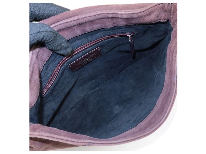 Autre Marque SAINT LAURENT PARIS YSL Borsa a tracolla Naja Flower in camoscio Marrone - vista 21