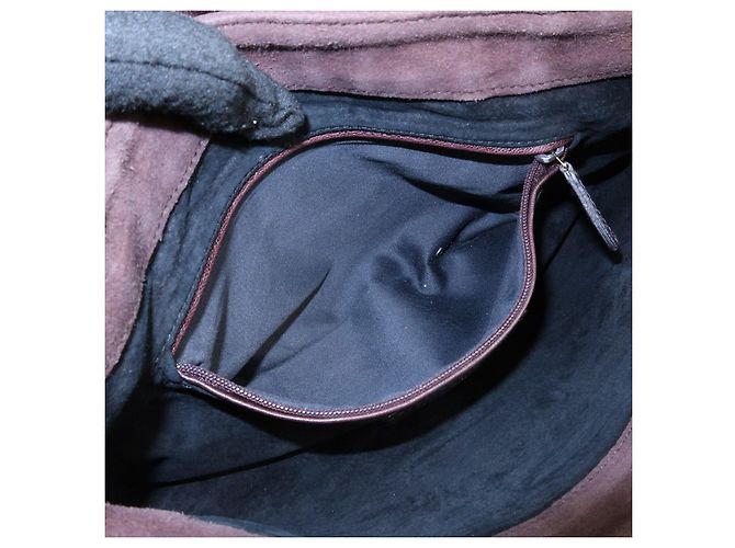 Autre Marque SAINT LAURENT PARIS YSL Borsa a tracolla Naja Flower in camoscio Marrone - vista 22