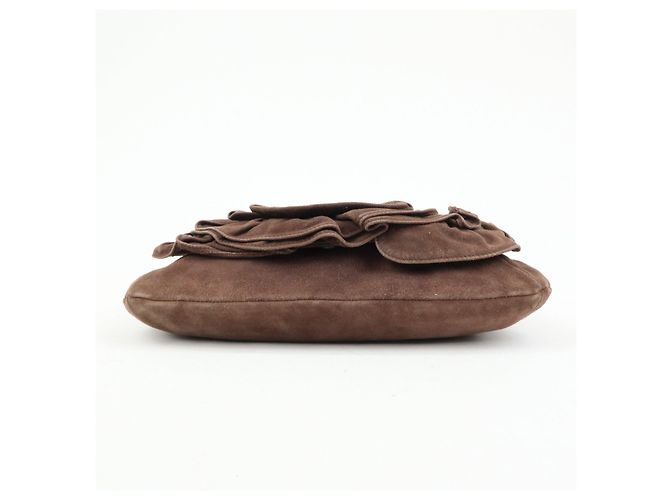 Autre Marque SAINT LAURENT PARIS YSL Borsa a tracolla Naja Flower in camoscio Marrone - vista 5