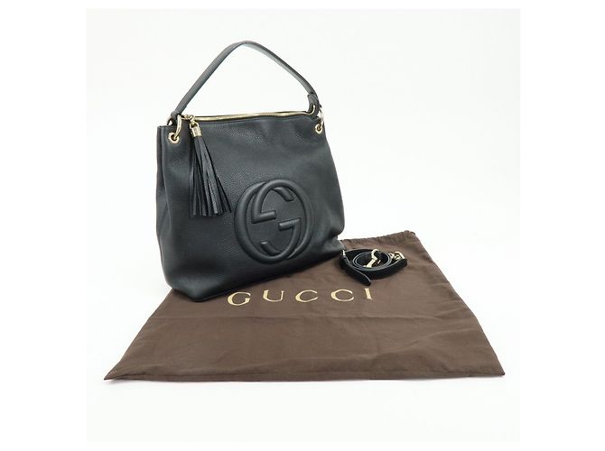 Borsa a mano e a tracolla 2Way GUCCI SOHO Interlocking G in pelle Nera 536194 - vista 24
