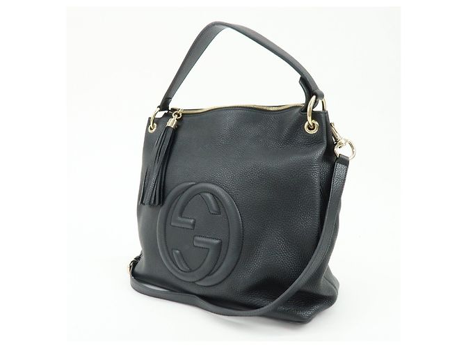Borsa a mano e a tracolla 2Way GUCCI SOHO Interlocking G in pelle Nera 536194 - vista 3