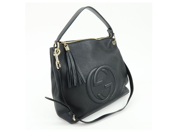 Borsa a mano e a tracolla 2Way GUCCI SOHO Interlocking G in pelle Nera 536194 - vista 4