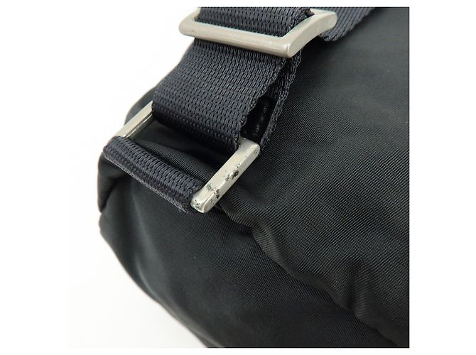 Zaino PRADA in nylon e pelle con logo Triangle Nero - vista 10