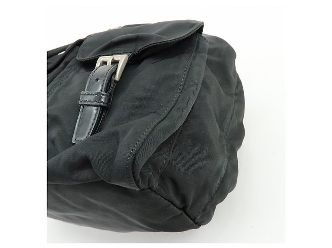 Zaino PRADA in nylon e pelle con logo Triangle Nero - vista 11