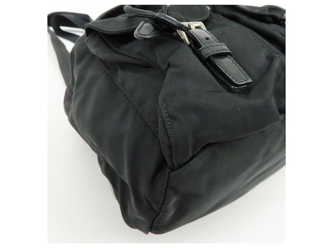 Zaino PRADA in nylon e pelle con logo Triangle Nero - vista 12