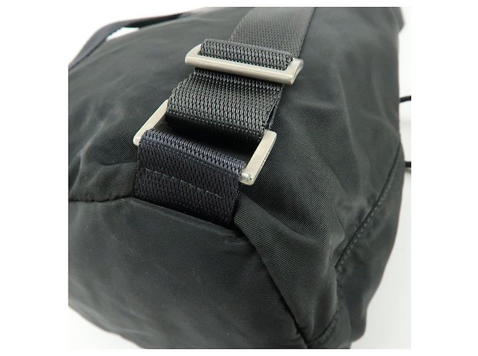 Zaino PRADA in nylon e pelle con logo Triangle Nero - vista 13