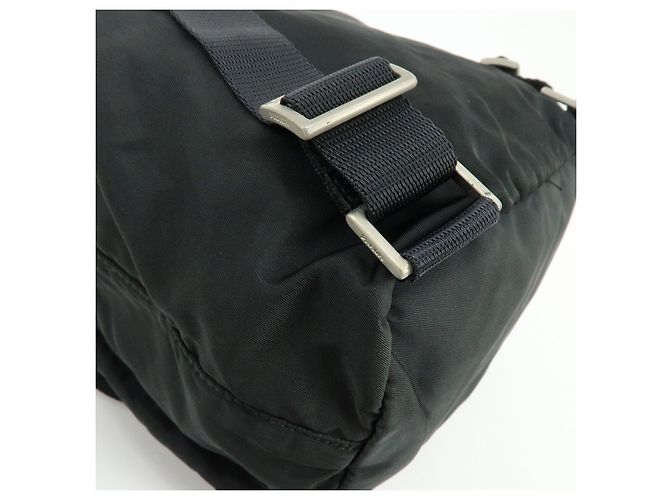 Zaino PRADA in nylon e pelle con logo Triangle Nero - vista 14