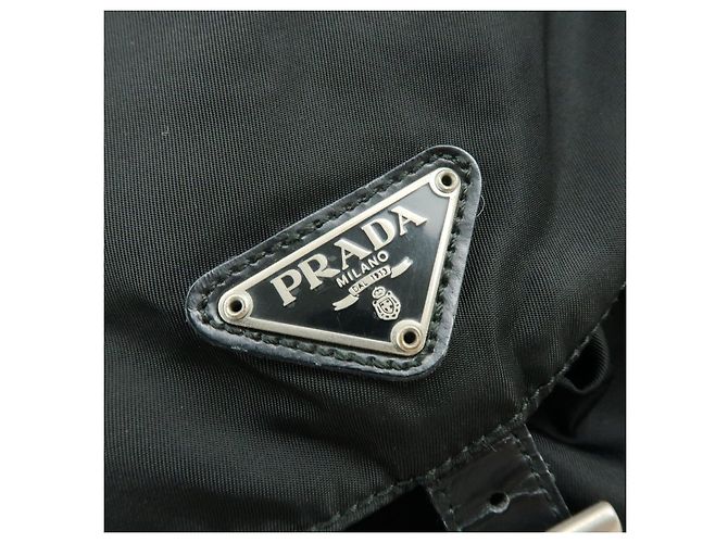 Zaino PRADA in nylon e pelle con logo Triangle Nero - vista 15
