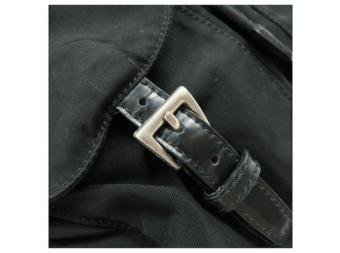 Zaino PRADA in nylon e pelle con logo Triangle Nero - vista 17