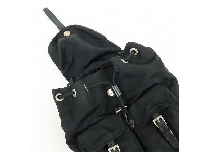 Zaino PRADA in nylon e pelle con logo Triangle Nero - vista 19