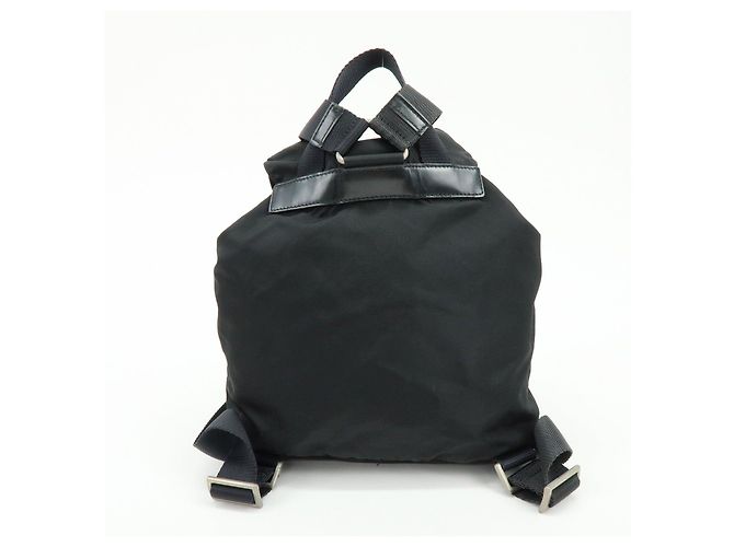 Zaino PRADA in nylon e pelle con logo Triangle Nero - vista 2