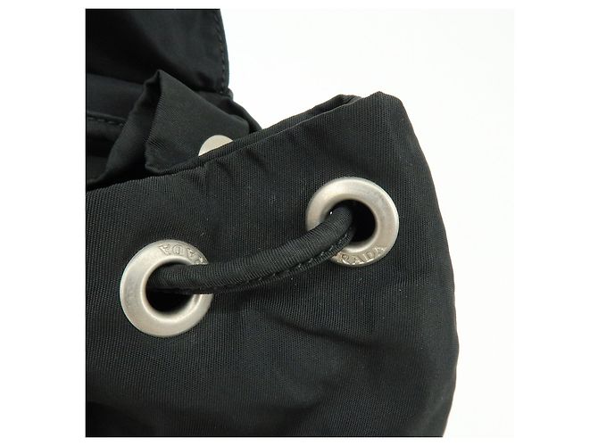 Zaino PRADA in nylon e pelle con logo Triangle Nero - vista 20