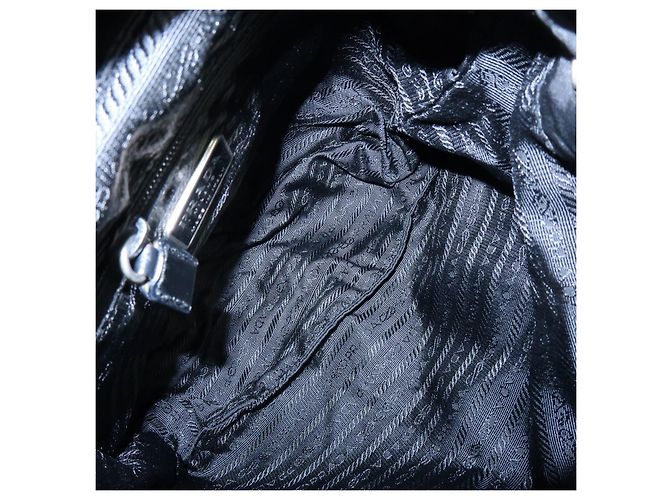 Zaino PRADA in nylon e pelle con logo Triangle Nero - vista 21