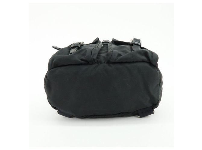 Zaino PRADA in nylon e pelle con logo Triangle Nero - vista 5