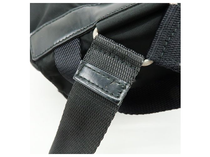 Zaino PRADA in nylon e pelle con logo Triangle Nero - vista 8