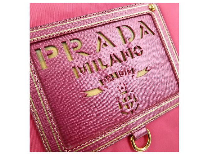 Borsa Tote e Borsa a Tracolla PRADA in Nylon e Pelle Saffiano con Logo Rosa - vista 16