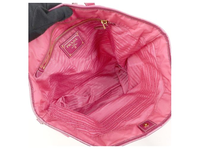 Borsa Tote e Borsa a Tracolla PRADA in Nylon e Pelle Saffiano con Logo Rosa - vista 22