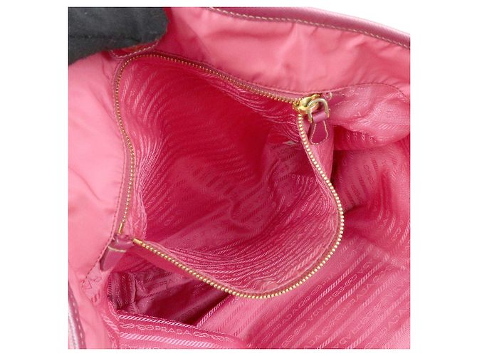 Borsa Tote e Borsa a Tracolla PRADA in Nylon e Pelle Saffiano con Logo Rosa - vista 23