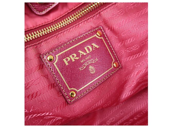 Borsa Tote e Borsa a Tracolla PRADA in Nylon e Pelle Saffiano con Logo Rosa - vista 24