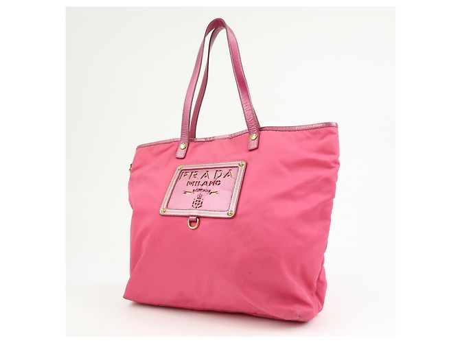 Borsa Tote e Borsa a Tracolla PRADA in Nylon e Pelle Saffiano con Logo Rosa - vista 3