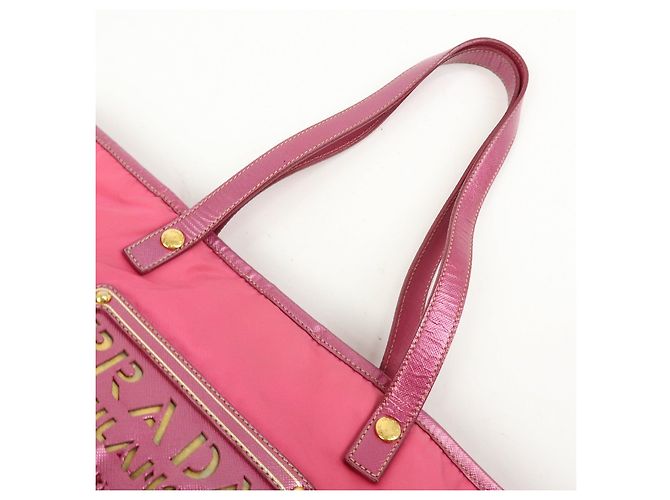 Borsa Tote e Borsa a Tracolla PRADA in Nylon e Pelle Saffiano con Logo Rosa - vista 6