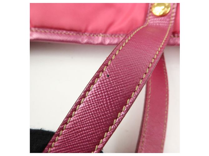Borsa Tote e Borsa a Tracolla PRADA in Nylon e Pelle Saffiano con Logo Rosa - vista 8