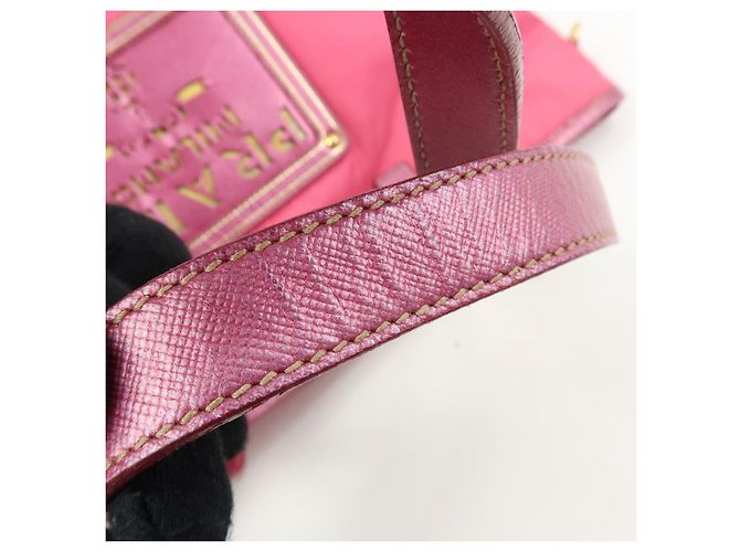 Borsa Tote e Borsa a Tracolla PRADA in Nylon e Pelle Saffiano con Logo Rosa - vista 9