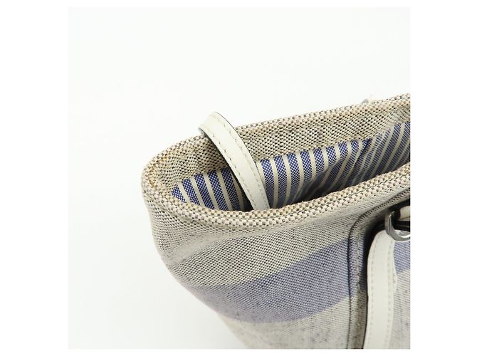 Borsa Tote PRADA Mistolino City Canvas Leather Gray Blue 1BG303 - vista 14