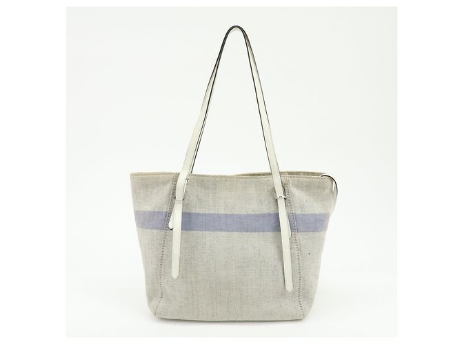 Borsa Tote PRADA Mistolino City Canvas Leather Gray Blue 1BG303 - vista 2