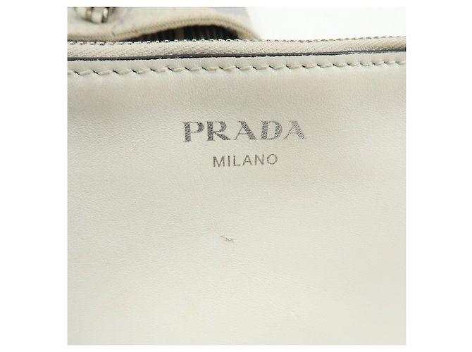 Borsa Tote PRADA Mistolino City Canvas Leather Gray Blue 1BG303 - vista 21
