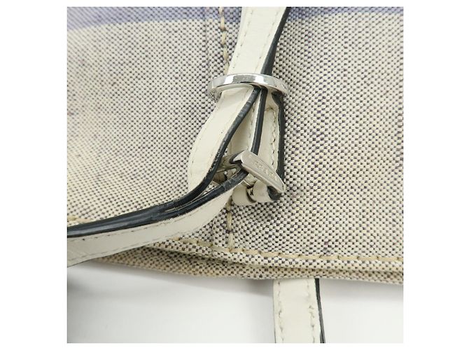 Borsa Tote PRADA Mistolino City Canvas Leather Gray Blue 1BG303 - vista 8