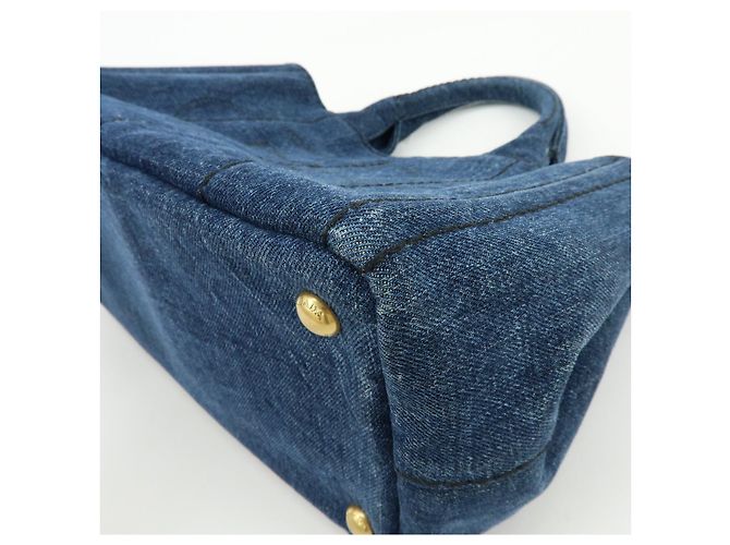 PRADA Canapa Mini Triangle Logo Denim 2Way Bag Hand Bag Blue 1BG439 - vista 10