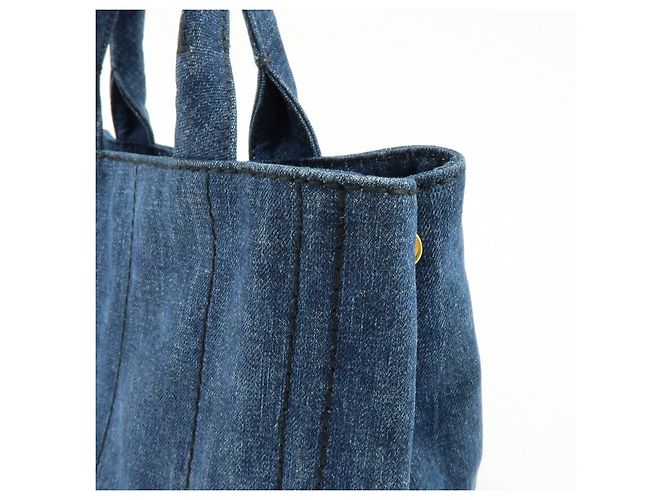 PRADA Canapa Mini Triangle Logo Denim 2Way Bag Hand Bag Blue 1BG439 - vista 15