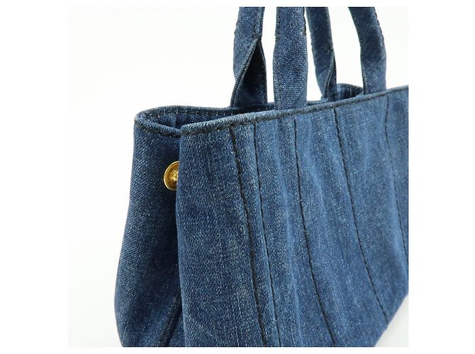 PRADA Canapa Mini Triangle Logo Denim 2Way Bag Hand Bag Blue 1BG439 - vista 17