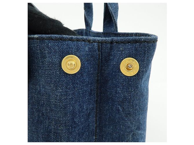 PRADA Canapa Mini Triangle Logo Denim 2Way Bag Hand Bag Blue 1BG439 - vista 18