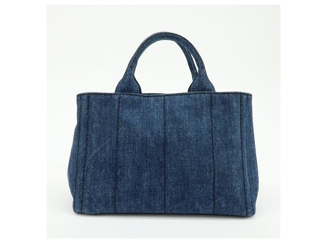 PRADA Canapa Mini Triangle Logo Denim 2Way Bag Hand Bag Blue 1BG439 - vista 2