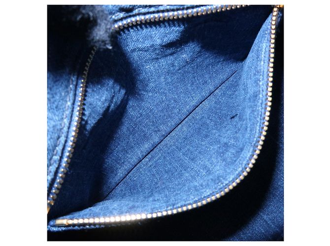 PRADA Canapa Mini Triangle Logo Denim 2Way Bag Hand Bag Blue 1BG439 - vista 20