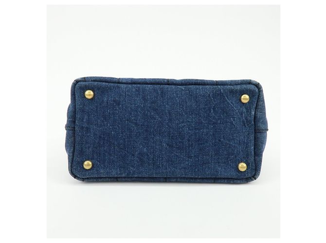 PRADA Canapa Mini Triangle Logo Denim 2Way Bag Hand Bag Blue 1BG439 - vista 5