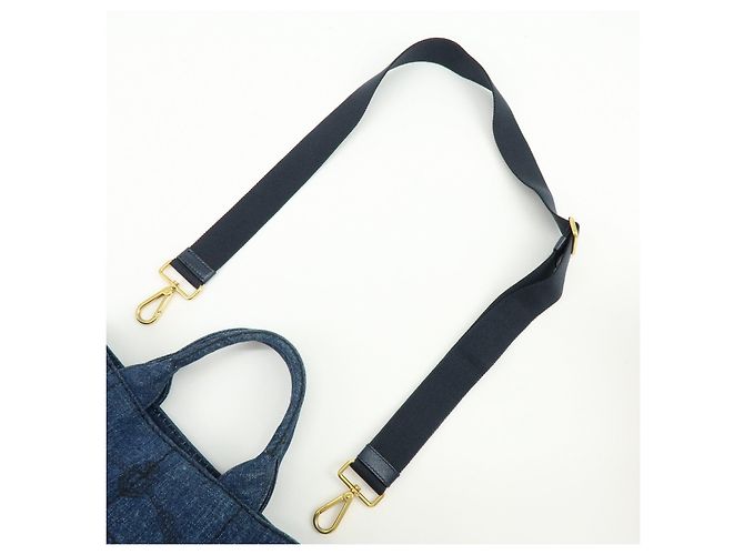PRADA Canapa Mini Triangle Logo Denim 2Way Bag Hand Bag Blue 1BG439 - vista 6